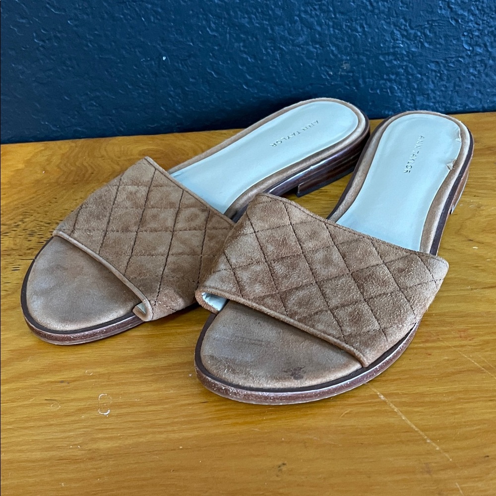 Ann Taylor Quilted Brown Mules